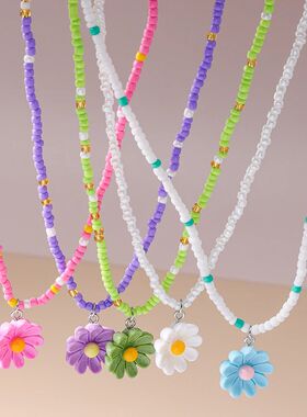 5pcs/set Bohemia Handmade Beaded Necklaces for Women Girls C