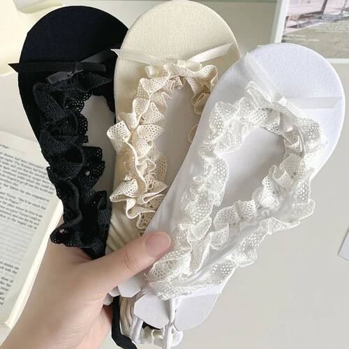 Ballet Style Bowknot Lace Up No-show Socks Women Sexy Fishne