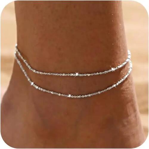 Women Sterling Silver Ankle Bracelets Trendy Waterproof Ankl