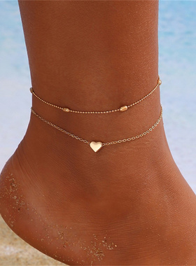Simple Heart Boho Anklet Bracelets For Women Summer Holiday