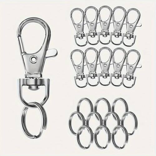 100Pcs Keychain Hooks With Key Rings, Circular Keyring Clips