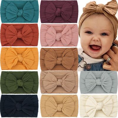 5Pcs Infant Nylon Headband Hair Bows Stchy Knotted Headwear