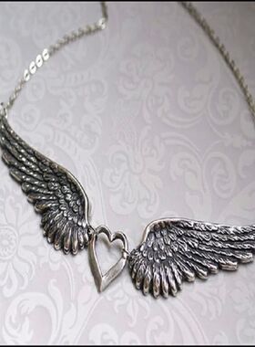 Mysterious Wing Choker, Gothic jewelry, retro, Heart, Pagan,