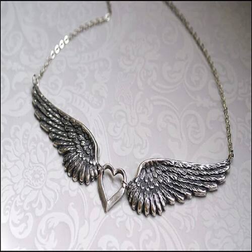 Mysterious Wing Choker, Gothic jewelry, retro, Heart, Pagan,