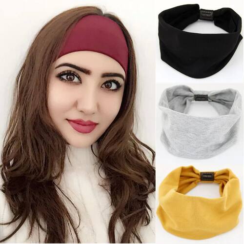 Cotton Wide Stretch Headbands Sport Yoga Gym Sweatband Headb