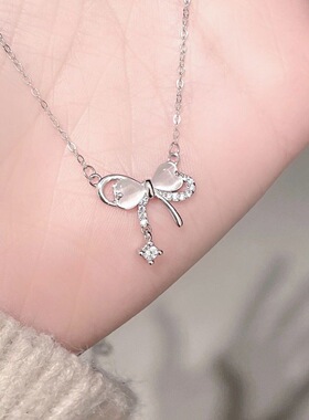 Girl Love Clavicle Chain Female Design High Sense Opal Bow N