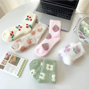 Kawaii Cute Socks Autumn Winter Thicken Warm Soft Plush Wome