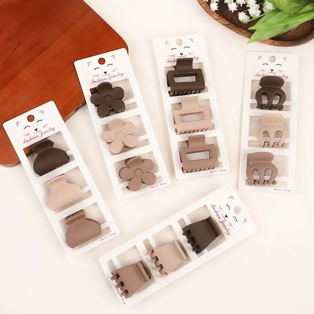 NewCoffee Color Three-piece Set Frosted Geometric  Hairpin H