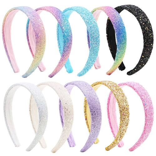 2.5cm Glitter Headbands for Girls Princess Sparkly Wide Head