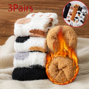 Socks Women Winter Warm Fluffy Socks Cute Animal Dog Cat Fuz