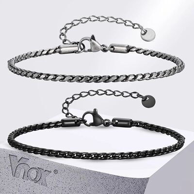 Vnox Slim 2.5mm Snake Links Bracelets for Men Teens Boys,Adj