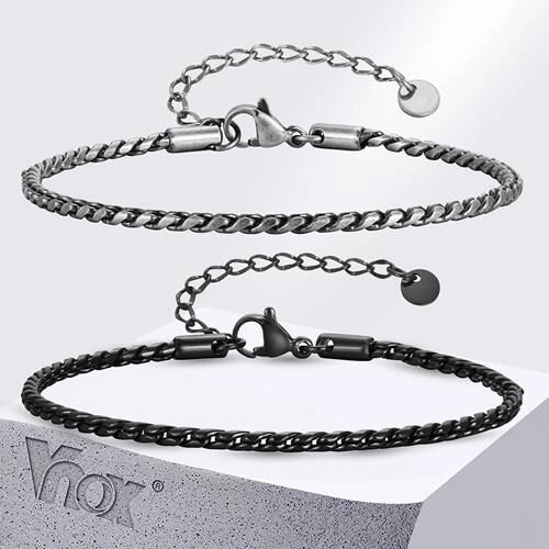 Vnox Slim 2.5mm Snake Links Bracelets for Men Teens Boys,Adj