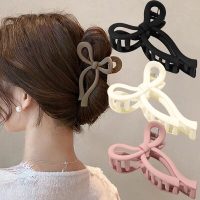 Matte Bow Large Hair Claw Crab for Women Acrylic Bowknot Hai