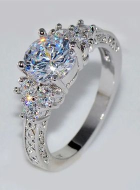ExquisiteSilver Color Engagement Rings for WomenWhite Zircon