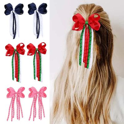 ncmama 2Pcs Christmas Hair Bow Clips For Women Girls Long Ta