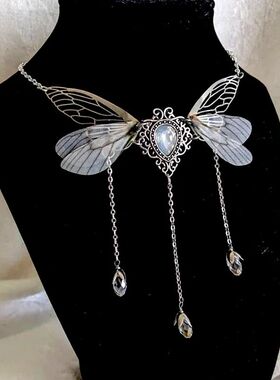 Enchanted Faerie Queen Necklace wing Charm goth aesthetic fa