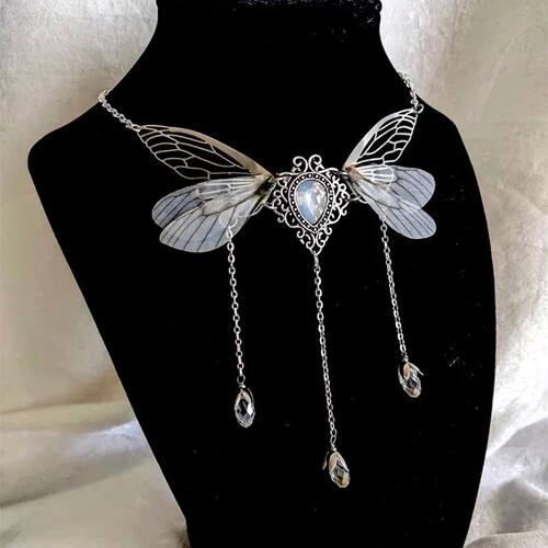 Enchanted Faerie Queen Necklace wing Charm goth aesthetic fa