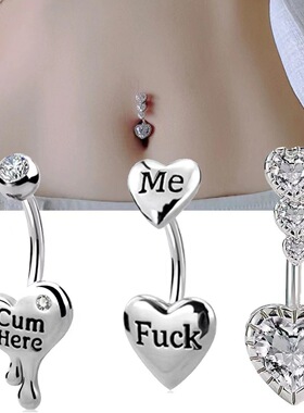 Stainless Steel Double-headed Love Zircon Navel Ring Letters