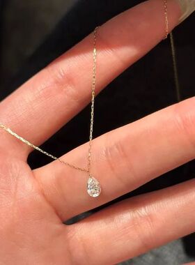 14K Gold Plated Shiny Water Drop Zircon Clavicle Chain for W