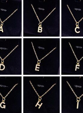 Kpop Shining A-Z Letter Pendant Charm Necklace 26 Initial Al