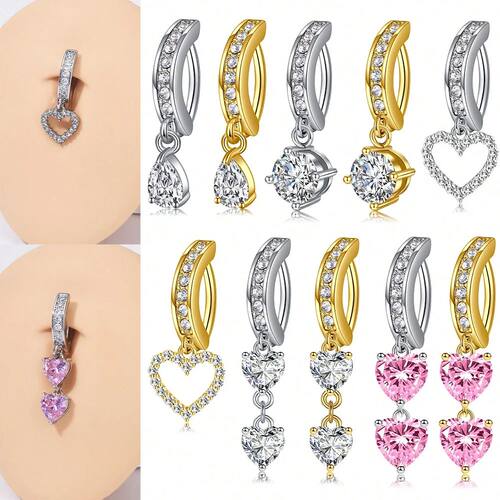 1PC 14G 10mm Belly Button Ring, Clicker Belly Rings, Stainle