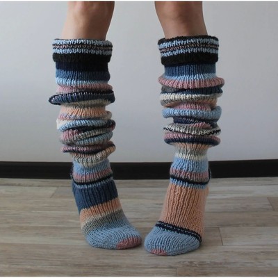 Women's Wool Knee Socks Leg WarmersY2K Leggings Striped Long