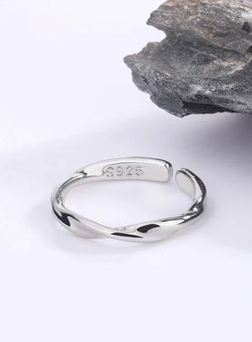 Fashion 925 Sterling Silver Simple Twisted Wire Rings For Wo