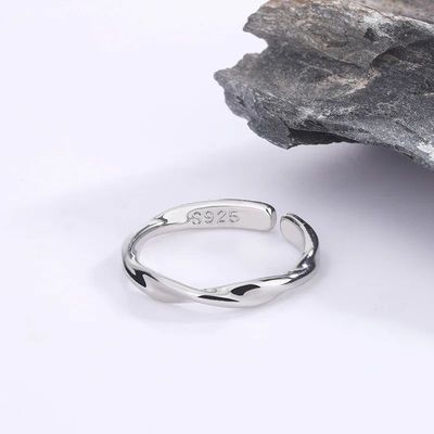 Fashion 925 Sterling Silver Simple Twisted Wire Rings For Wo