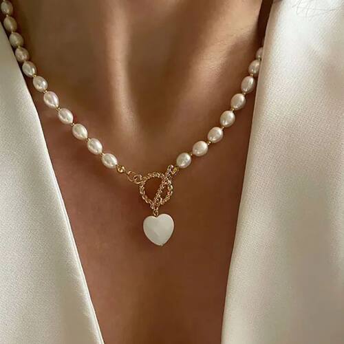 Elegant Jewelry Shell Heart Pendant Necklace Irregula Imitat