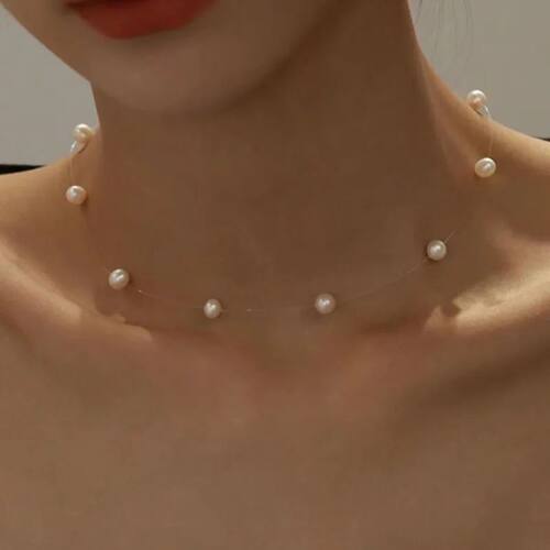 New Beads Neck Chain Kpop Pearl Choker Necklace Invisible Tr