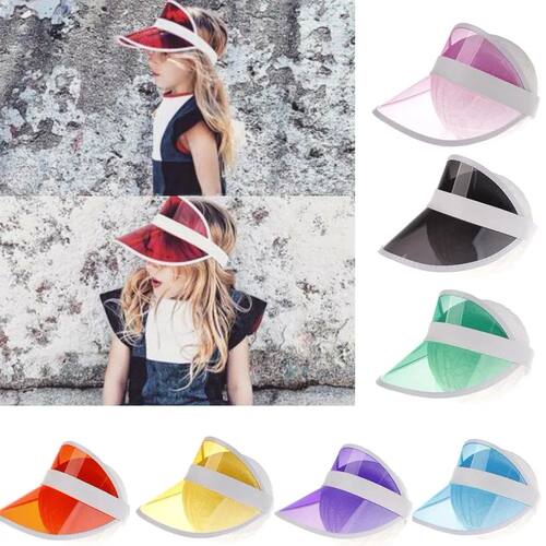 Girls beach cap versatile color transparent hats Eye protect