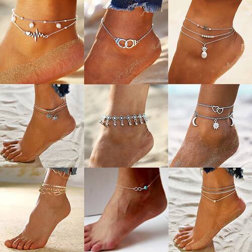 2/3pcs/set Beach Anklets for Women Pearl Beads Sunflower Pen