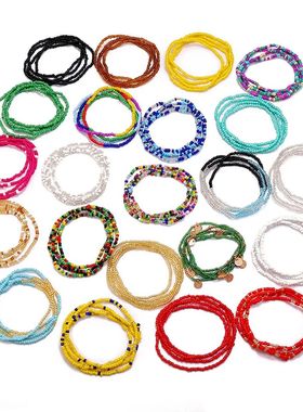 NewMulti-layer Handmade Colored Rice Beads Beach Chain Summe