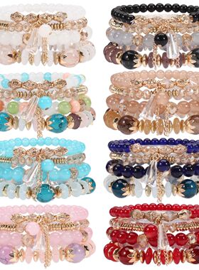 Bohemian Stackable Bead Bracelets for Women Multilayered Bra