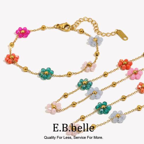E.B.belle Colorful Beads Flower Charm Y2K Jewelry Set Girls
