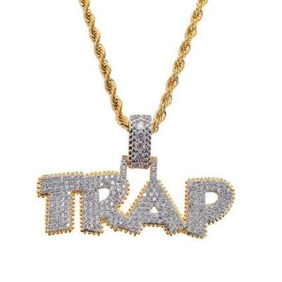 Ice Out Chain Necklace Trap Design Letter Pendant Personalit