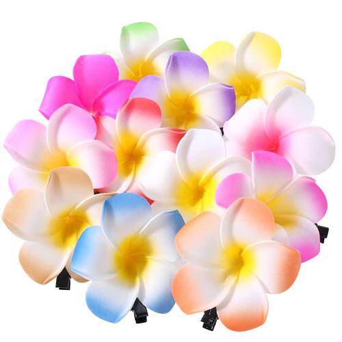 12pcs Hair Clip Flower Hairpin Simulate Hawaiian Flower Clip
