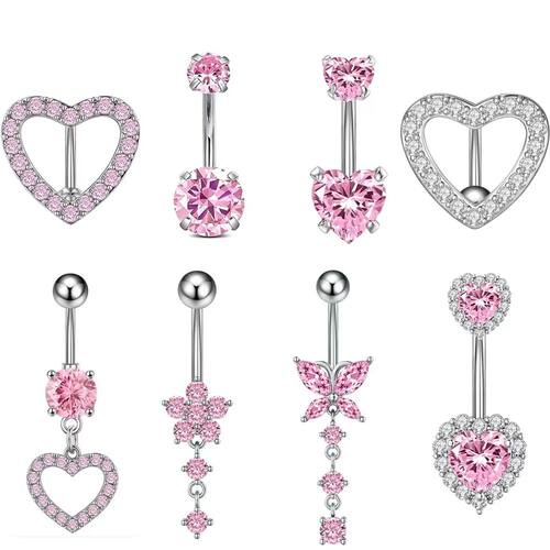 14G Stainless Steel Heart Dangled Belly Button Rings Belly P