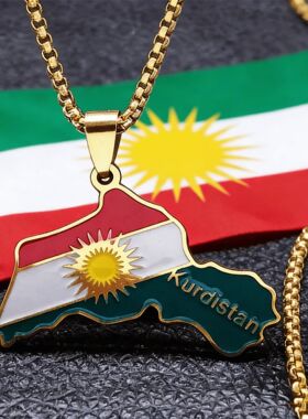 Kurdistan Region Map Necklace for Women Men Chains Stainless
