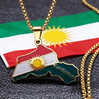 Kurdistan Region Map Necklace for Women Men Chains Stainless