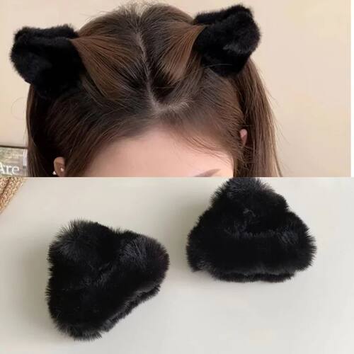 Cute Plush Cat Ear Clips for Women Adorable Fluffy Hair Acce