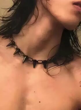 Hip Hop Black Alloy Rivet Men Necklace Punk Metal Choker Neo