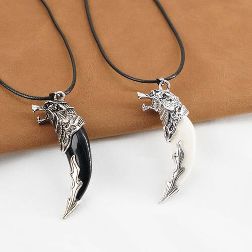 PunkBrave Men Wolf Gog Teeth Spike Pendant Necklace Women Me
