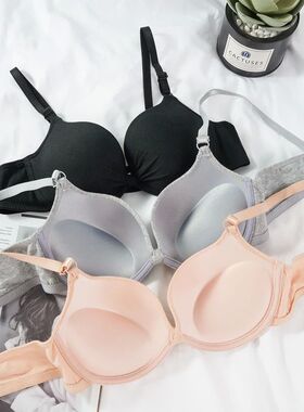 Women's Sexy Cotton Gathered Bra Deep V Underwire Ladied  Br