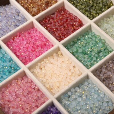 100Pcs 4mm High Quality Frosted Gold Splattered Glass Rice B