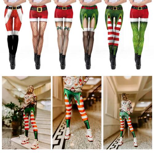[You're My Secret]Stretchy Christmas Leggings for Women Stri