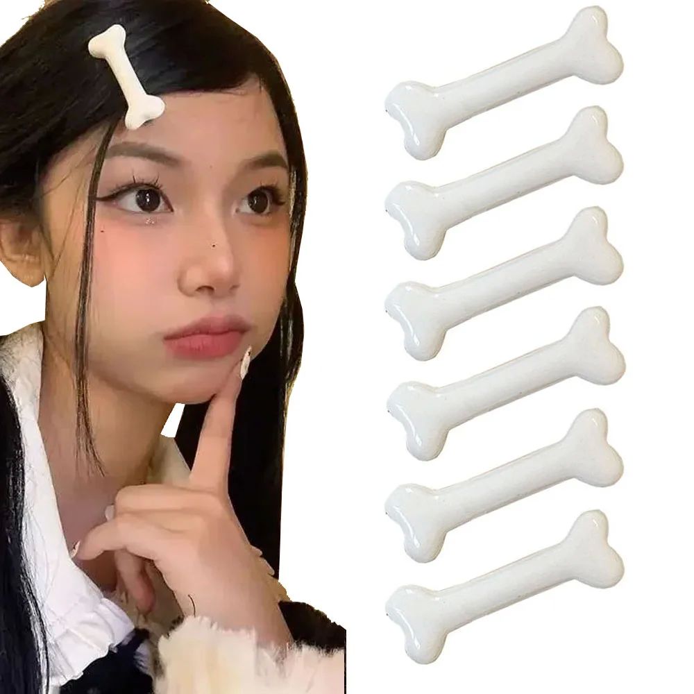 White Bone Hair Clip Cute Cartoon Bobby Pin Y2kHair Volume C