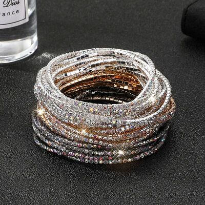 5Pcs/Lot Elastic Crystal Bracelets 2mm Charming Gold Color C