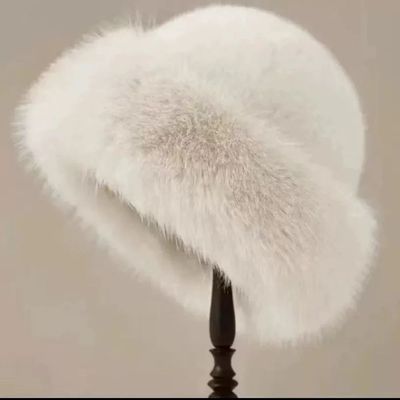 New Fluffy Fur Bucket Hat For Women Plush Fisherman Hat Warm