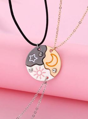 3Pcs/set Sun Moon Star Pendant Necklace for Girl Kids Friend